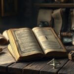 Een oude boek over numerologie, omringd door mysterieuze artefacten.