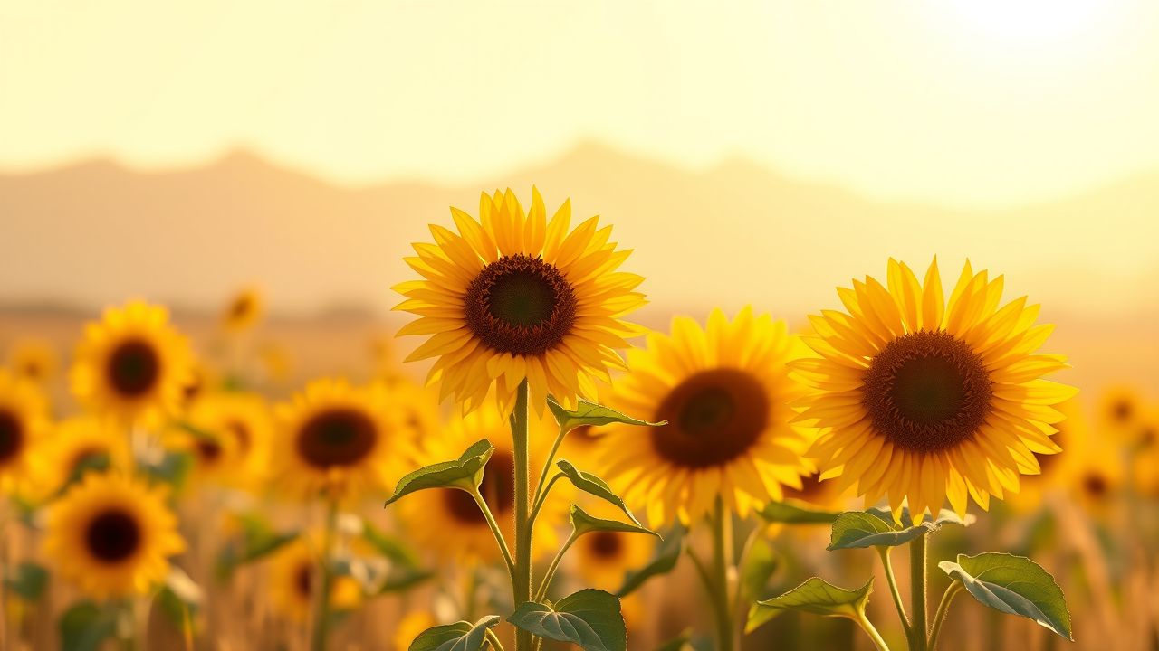 Een enkele zonnebloem staat in een veld, omringd door anderen.