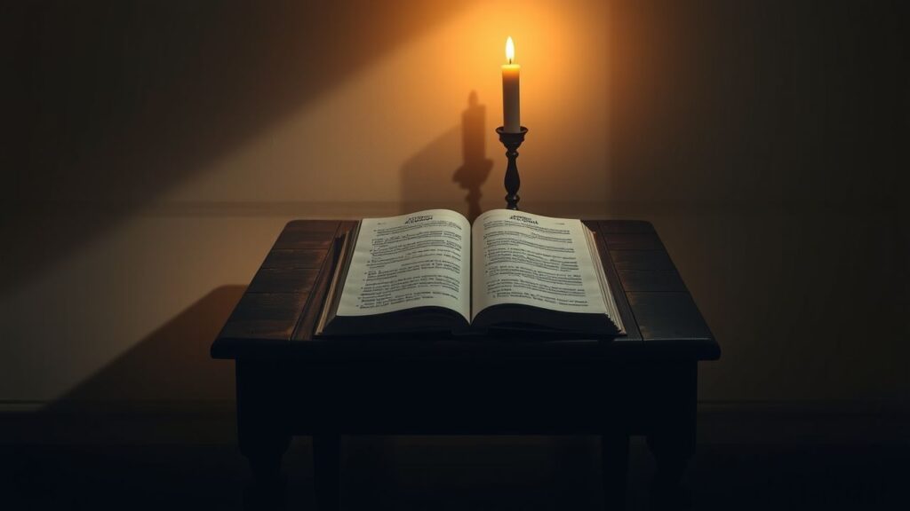 Een open boek over numerologie ligt op een houten tafel.