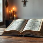 Een oude numerologie boek op tafel met mystieke symbolen.