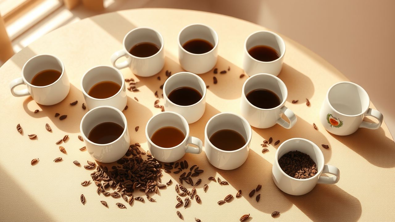 Een gezellige tafel met lege theekopjes en koffiemokken. Een gezellige tafel met lege theekopjes en koffiemokken.