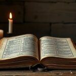 Een oude, verweerde boek open op een houten tafel.